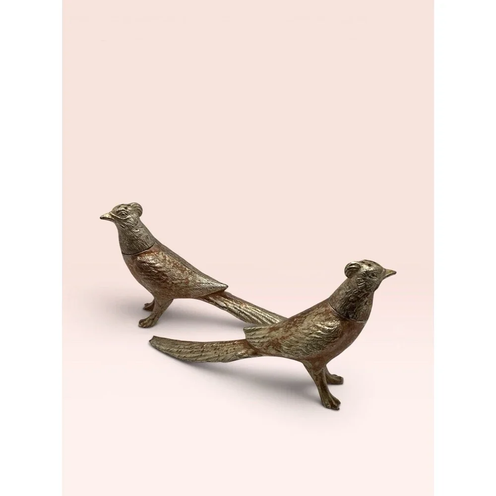 Vintage  Silver Plate Pheasant Salt & Pepper Shakers  7